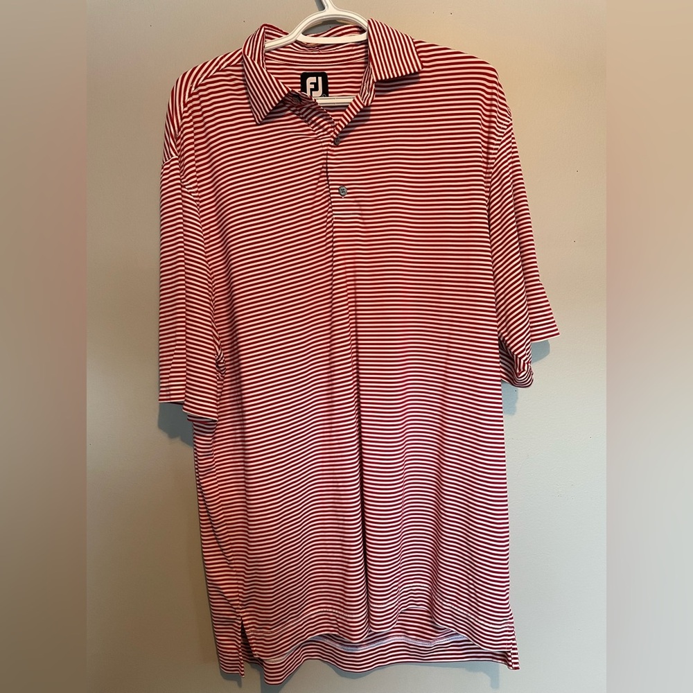 FootJoy Red and White Striped Polo Shirt